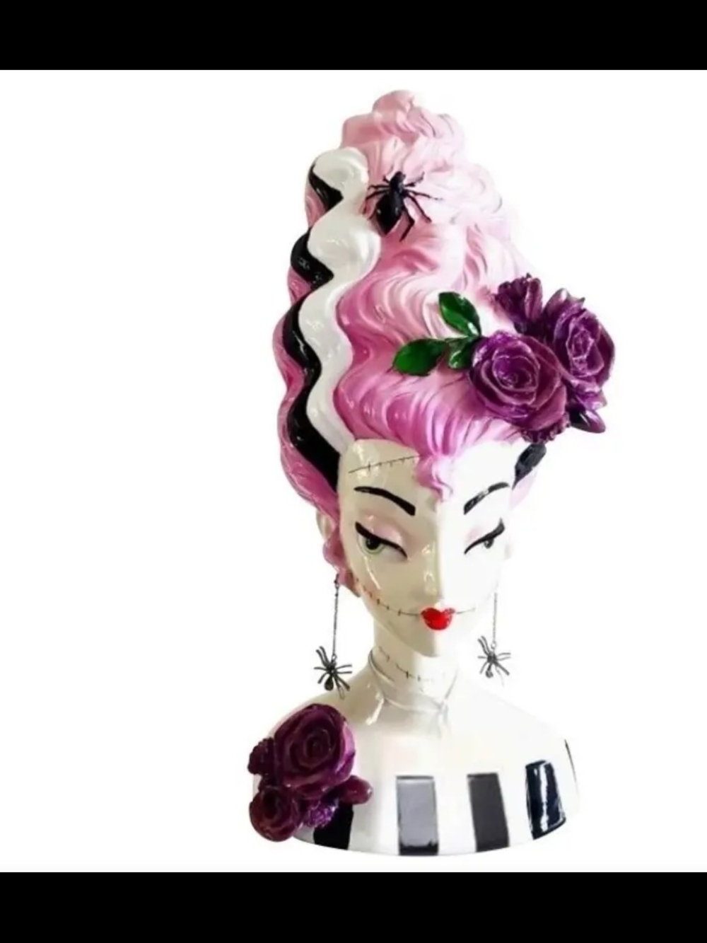 Pink and Purple Halloween Bride Bust Vase - Picture 2 of 3